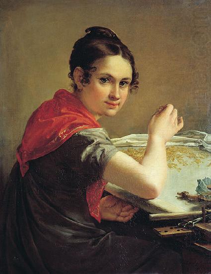 Vasily Tropinin The Gold-Embroideress, china oil painting image